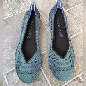 Rothy's Green and Blue Plaid Flats